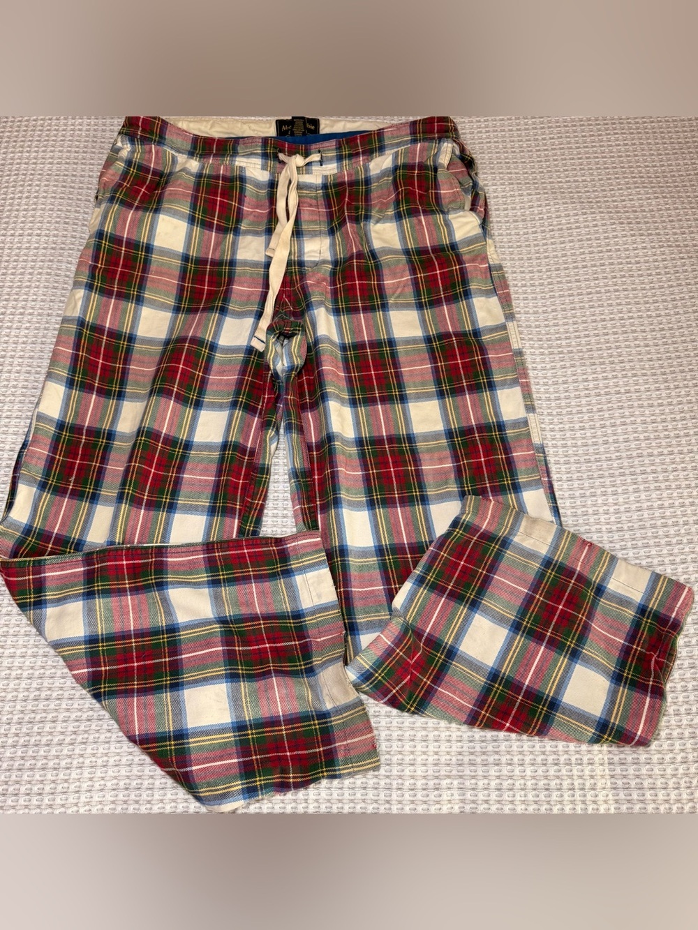 Abercrombie Fitch Mens Flannel Red Lounge Pants Y2K Heavyweight Drawstring Large